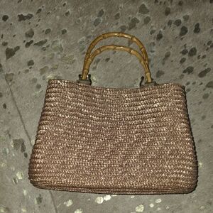 St. John's Bay Vintage Brown Tote With Woven Design